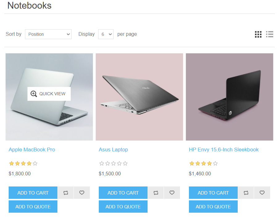 product quick view button on product box